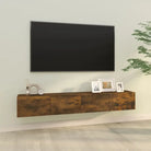Wandgemonteerde TV-meubels van bewerkt hout met strak ontwerp - Gerookt eiken / 2 - Tv-meubels