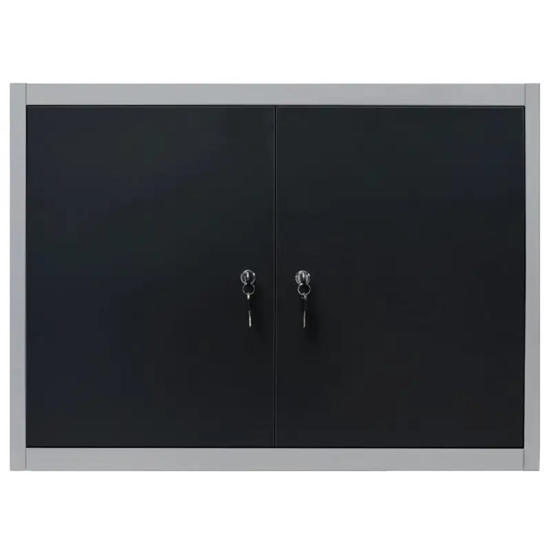 Wandgereedschapskast met verstelbare schappen en afsluitbare deuren - Grijs en zwart / 1 - Gereedschapskasten