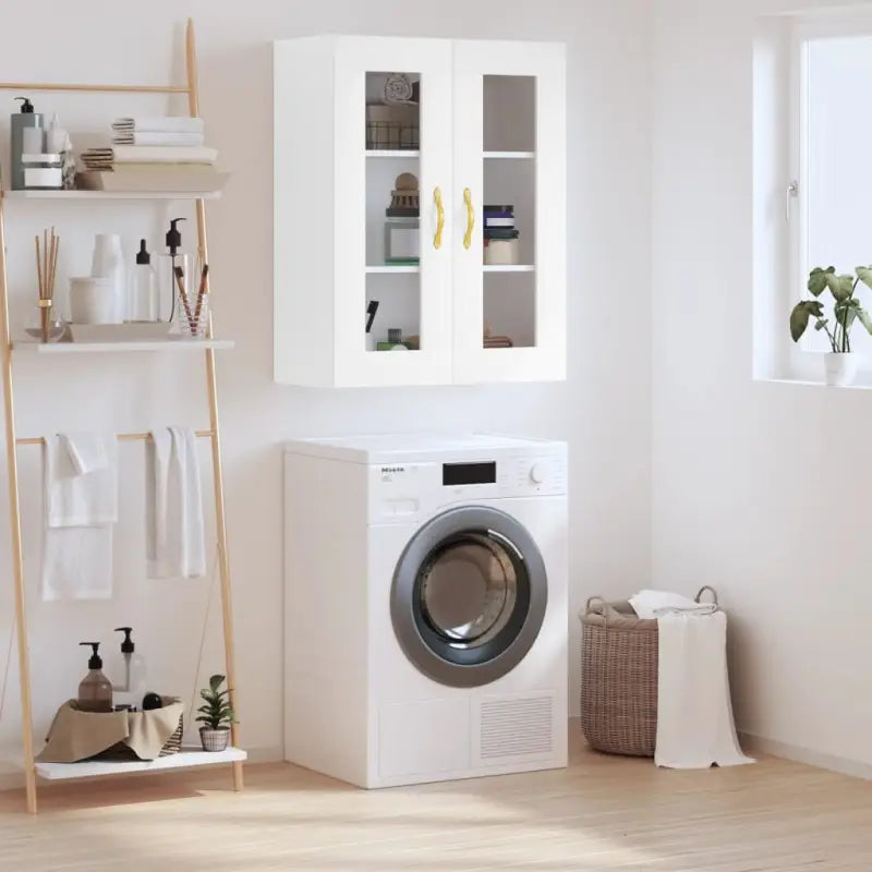 Wandkast in bewerkt hout met elegant en duurzaam ontwerp - Wit / 1 - Dressoirs & buffetkasten