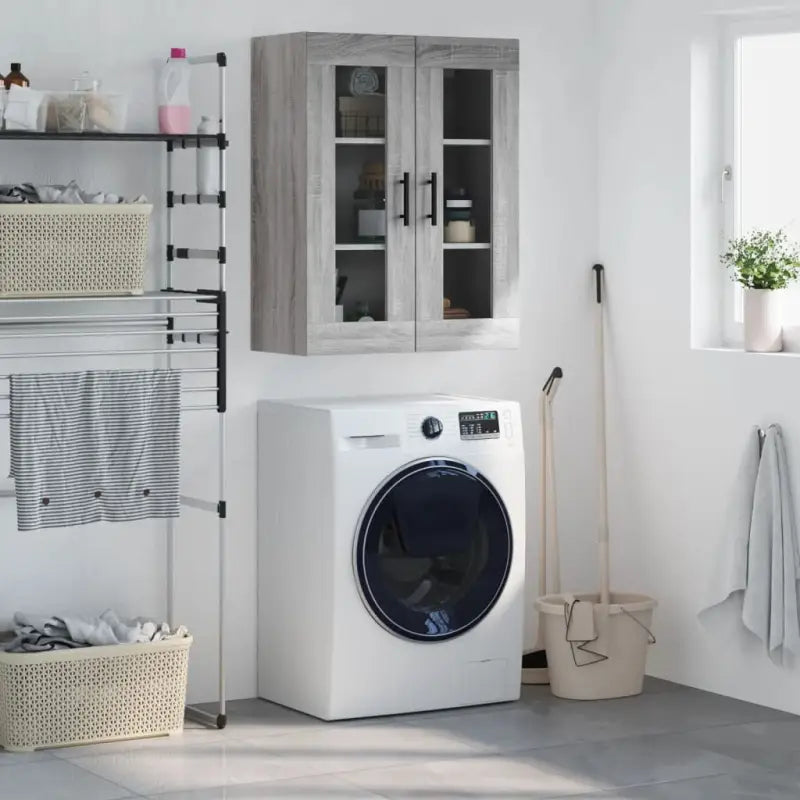 Wandkast met elegant ontwerp van bewerkt hout voor jouw interieur - Grijs sonoma / 1 - Dressoirs & buffetkasten