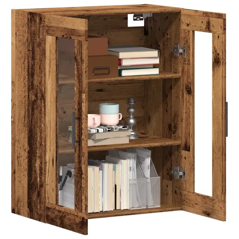 Wandkast met elegant ontwerp van bewerkt hout voor jouw interieur - Oud hout / 1 - Dressoirs & buffetkasten