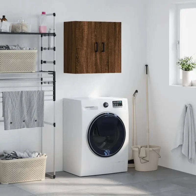 Wandkast van bewerkt hout voor een decoratief en praktisch interieur - bruin eikenkleur / 1 - Opbergkasten &