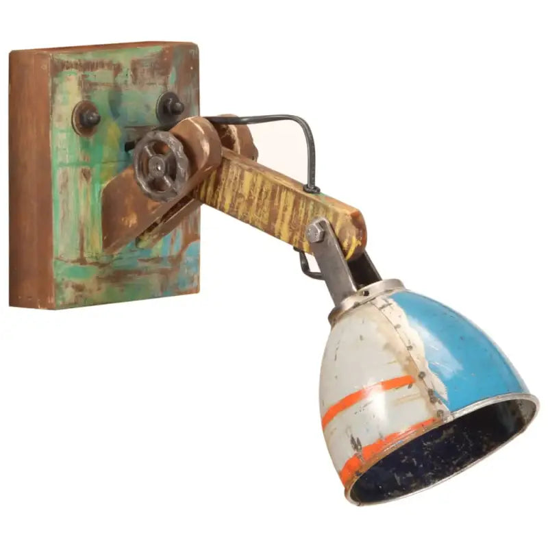 Wandlamp met verstelbare arm van massief gerecycled hout - Lampen