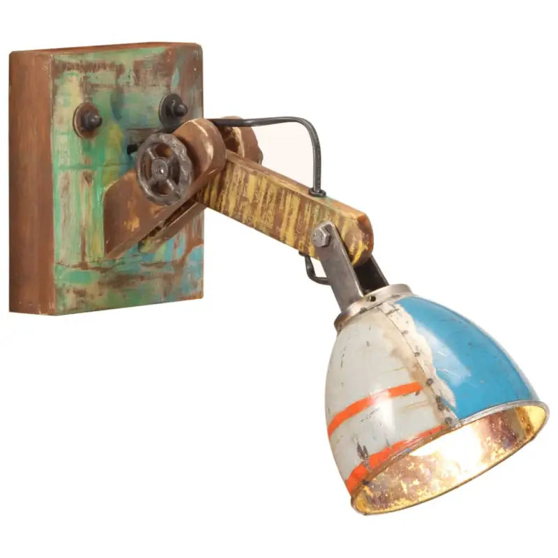 Wandlamp met verstelbare arm van massief gerecycled hout - Lampen