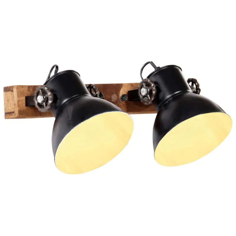 Wandlamp met zwarte afwerking en massief mangohout sfeerlicht - Lampen