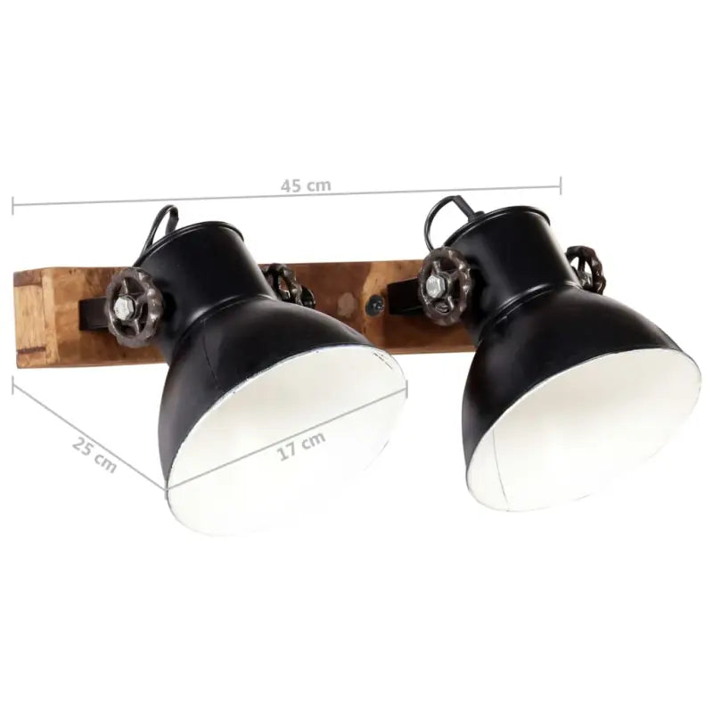 Wandlamp met zwarte afwerking en massief mangohout sfeerlicht - Lampen