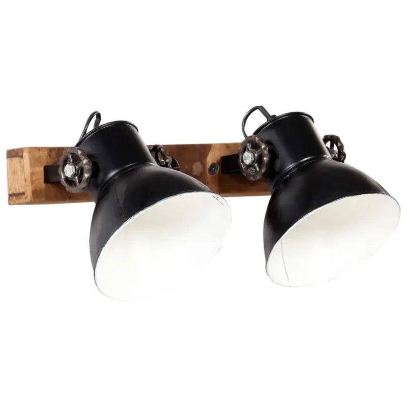 Wandlamp met zwarte afwerking en massief mangohout sfeerlicht - Lampen
