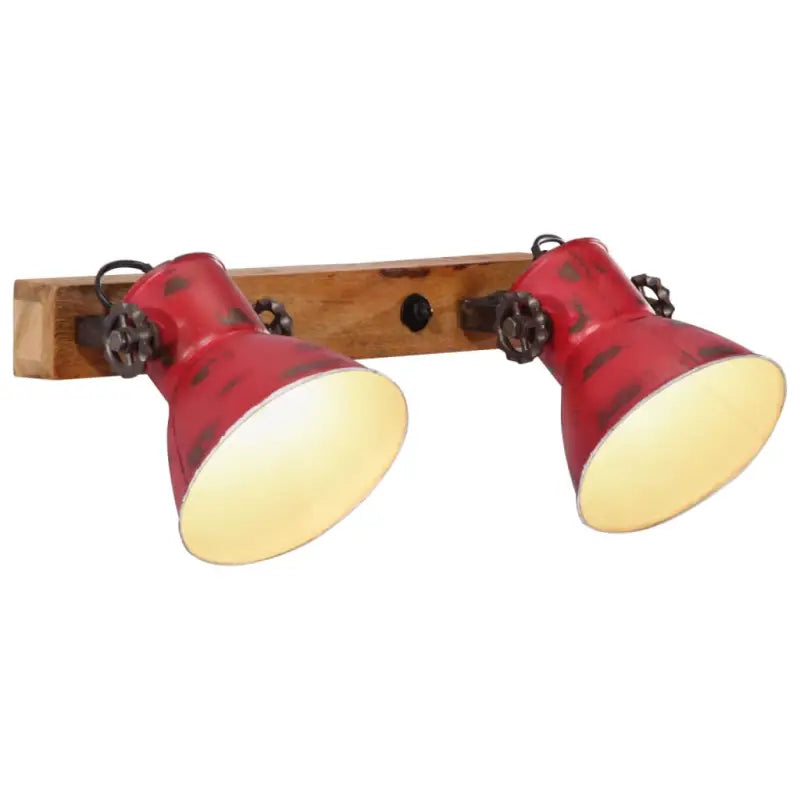 Wandlamp met zwarte afwerking en massief mangohout sfeerlicht - Rood / 1 / Recht - 2 lampenkappen - Lampen