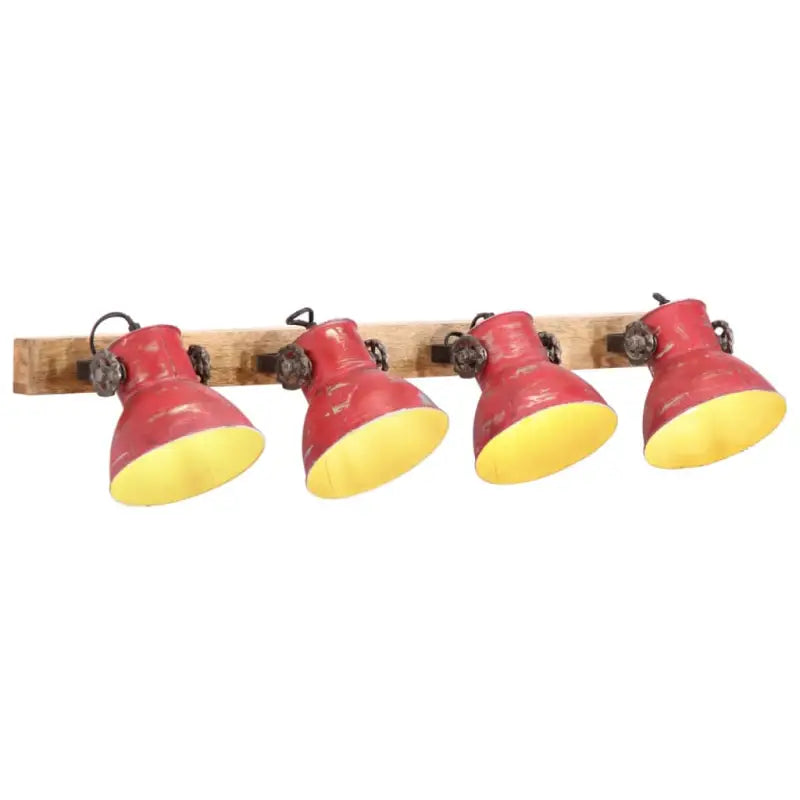 Wandlamp met zwarte afwerking en massief mangohout sfeerlicht - Rood / 1 / Recht - 4 lampenkappen - Lampen