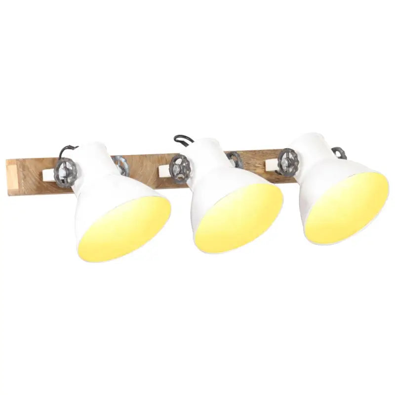 Wandlamp met zwarte afwerking en massief mangohout sfeerlicht - Wit / 1 / Recht - 3 lampenkappen - Lampen