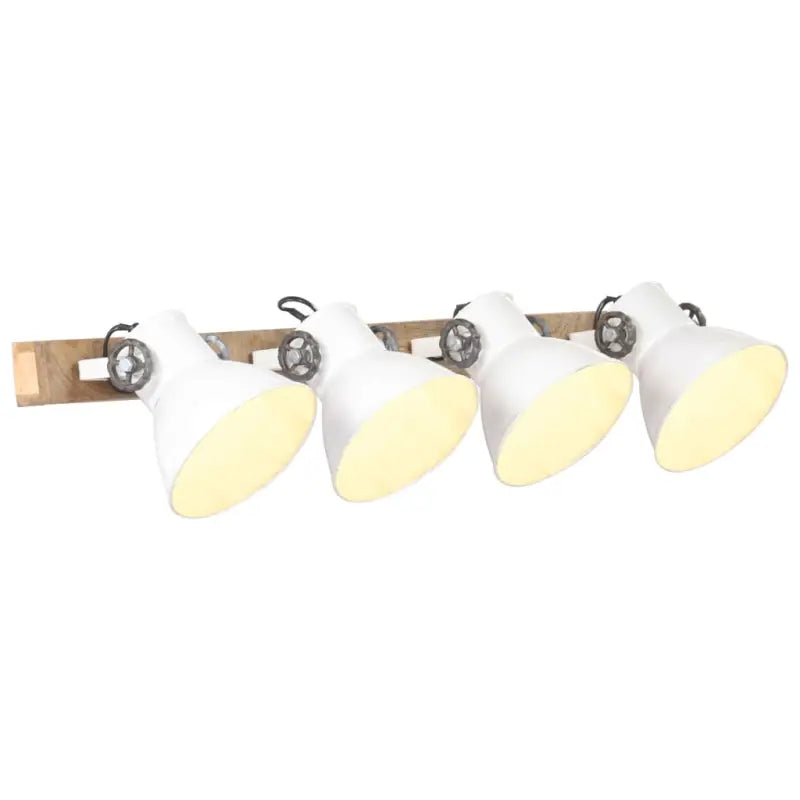 Wandlamp met zwarte afwerking en massief mangohout sfeerlicht - Wit / 1 / Recht - 4 lampenkappen - Lampen