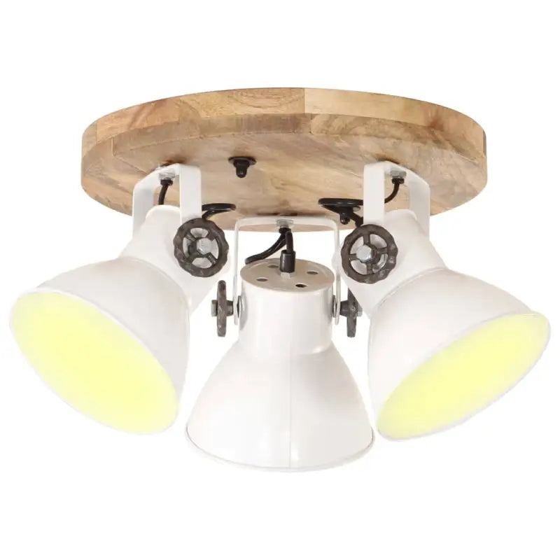 Wandlamp met zwarte afwerking en massief mangohout sfeerlicht - Wit / 1 / Rond - 3 lampenkappen - Lampen