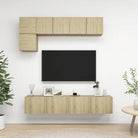 Wandmeubelset voor tv met ruime opbergruimte - Sonoma eiken / 1 / 80 cm - Tv-meubels
