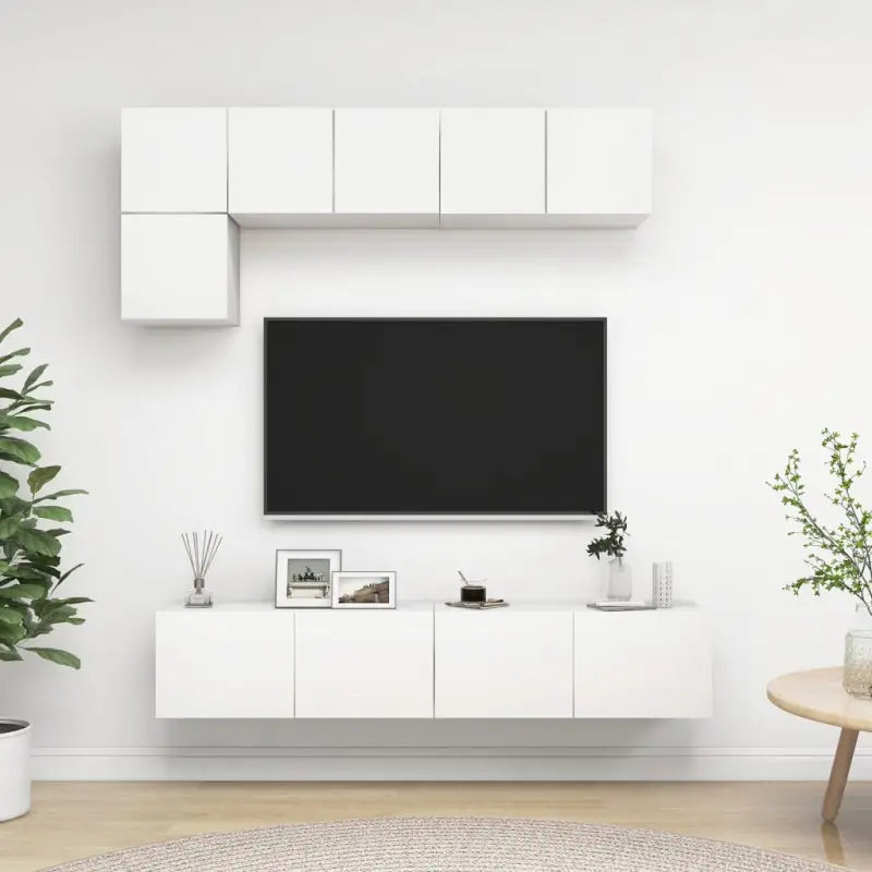 Wandmeubelset voor tv met ruime opbergruimte - Wit / 1 / 80 cm - Tv-meubels