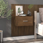 Wandnachtkastje van bewerkt hout voor slimme opbergruimte - bruin eikenkleur / 1 - Nachtkastjes