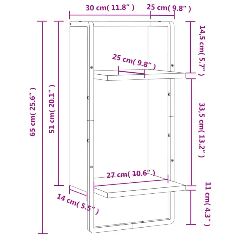 Wandplank in Grijs Sonoma voor optimaal ruimtegebruik en stijl - Grijs sonoma / 30 x 25 x 65 cm / 1 - Wandplanken