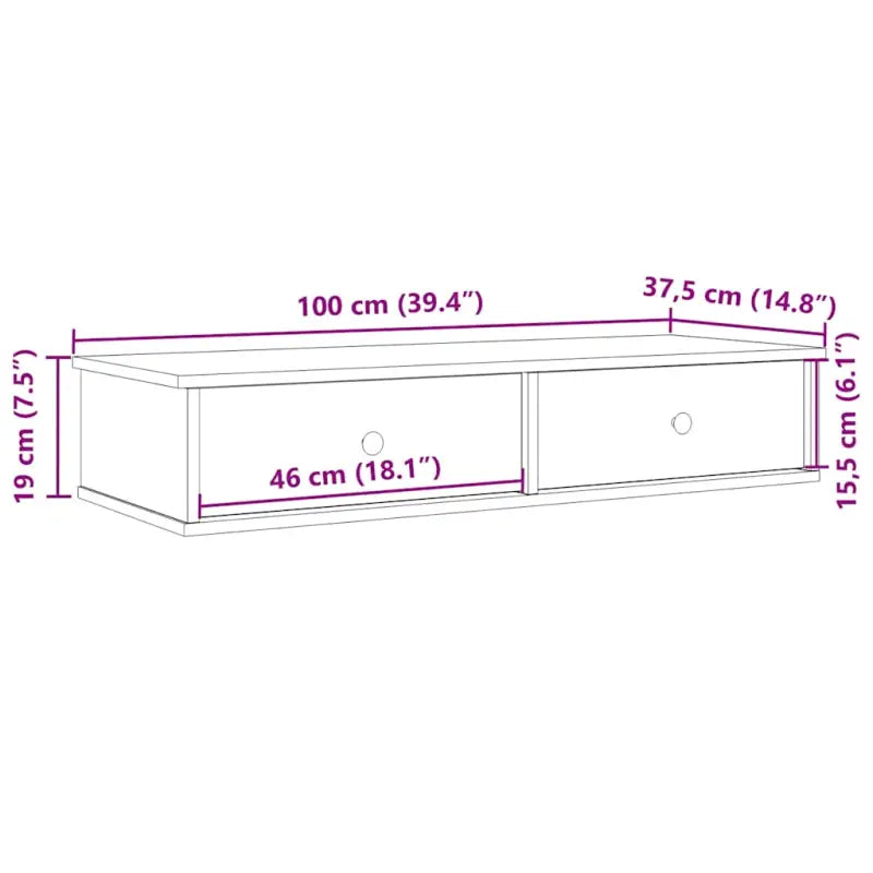 Wandplank met lades van bewerkt hout voor decoratie en praktische opbergruimte - Wandplanken