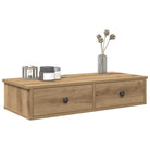 Wandplank met lades van bewerkt hout voor decoratie en praktische opbergruimte - artisanaal eikenkleurig / 80 x 31 x 17