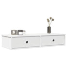 Wandplank met lades van bewerkt hout voor decoratie en praktische opbergruimte - Wit / 100 x 34 x 19 cm / 1