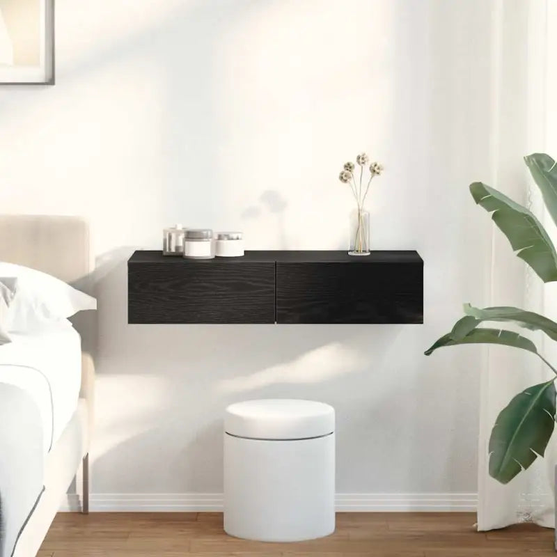 Wandplank met lades van bewerkt hout voor een praktische inrichting - Zwart / 80 x 33 x 17 cm / 1 - Wandplanken