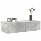 Wandplank met lades van bewerkt hout voor een praktische inrichting - Betongrijs / 60 x 26.5 x 15 cm / 1 - Wandplanken