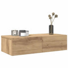 Wandplank met lades van bewerkt hout voor een praktische inrichting - artisanaal eikenkleurig / 60 x 26.5 x 15 cm / 1