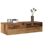 Wandplank met lades van bewerkt hout voor een praktische inrichting - Oud hout / 60 x 26.5 x 15 cm / 1 - Wandplanken