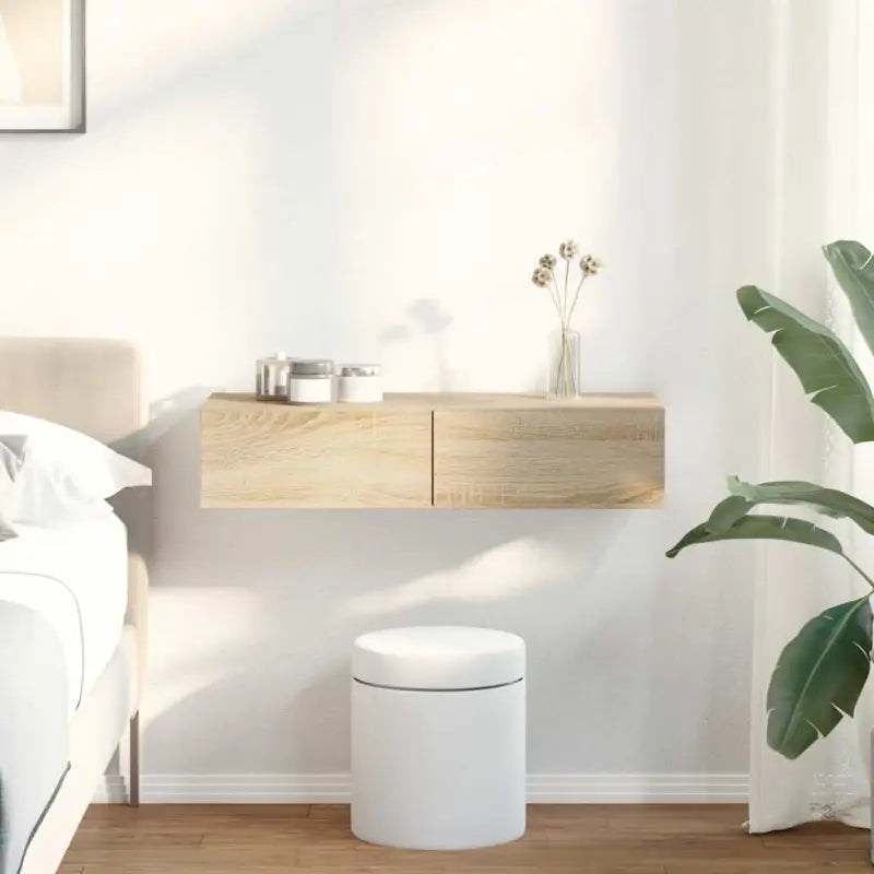 Wandplank met lades van bewerkt hout voor een praktische inrichting - Sonoma eiken / 80 x 33 x 17 cm / 1 - Wandplanken