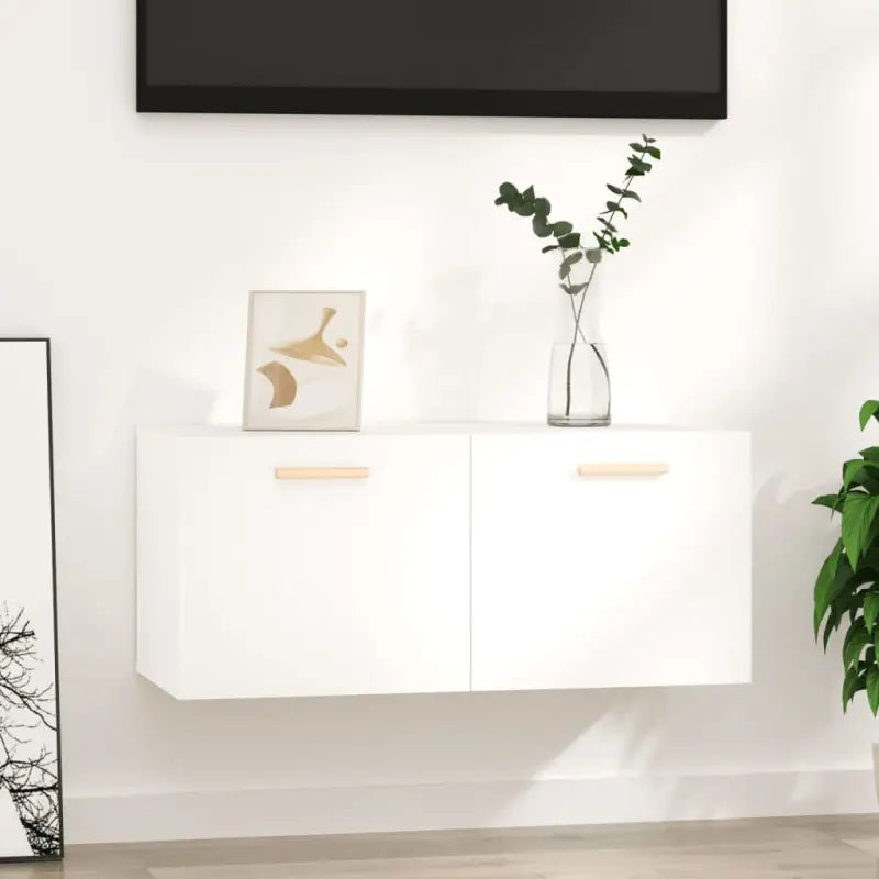 Wandplank met Scandinavische charme en bewerkt hout voor woonkamer - Hoogglans wit / 1 - Wandplanken