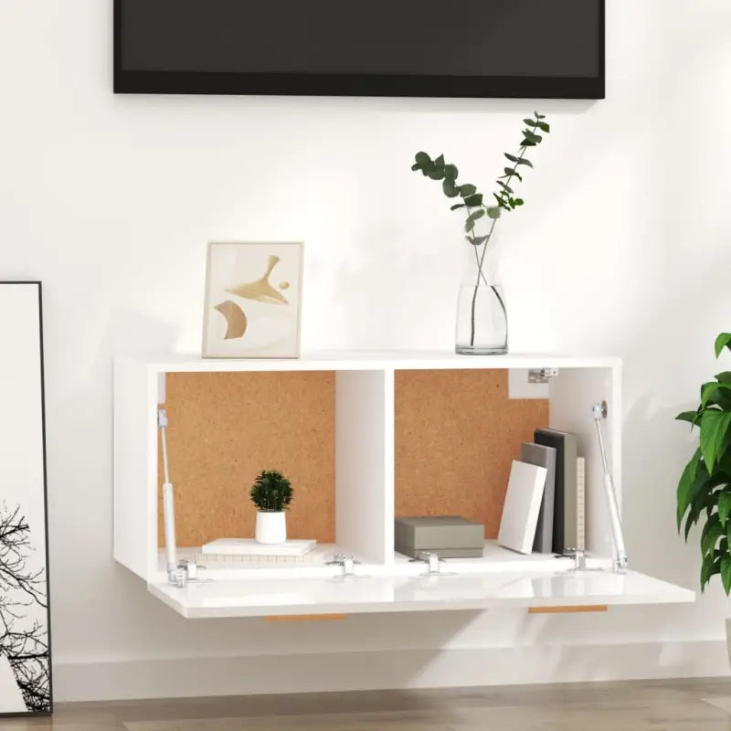 Wandplank met Scandinavische charme en bewerkt hout voor woonkamer - Hoogglans wit / 1 - Wandplanken