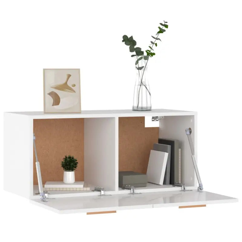 Wandplank met Scandinavische charme en bewerkt hout voor woonkamer - Hoogglans wit / 1 - Wandplanken