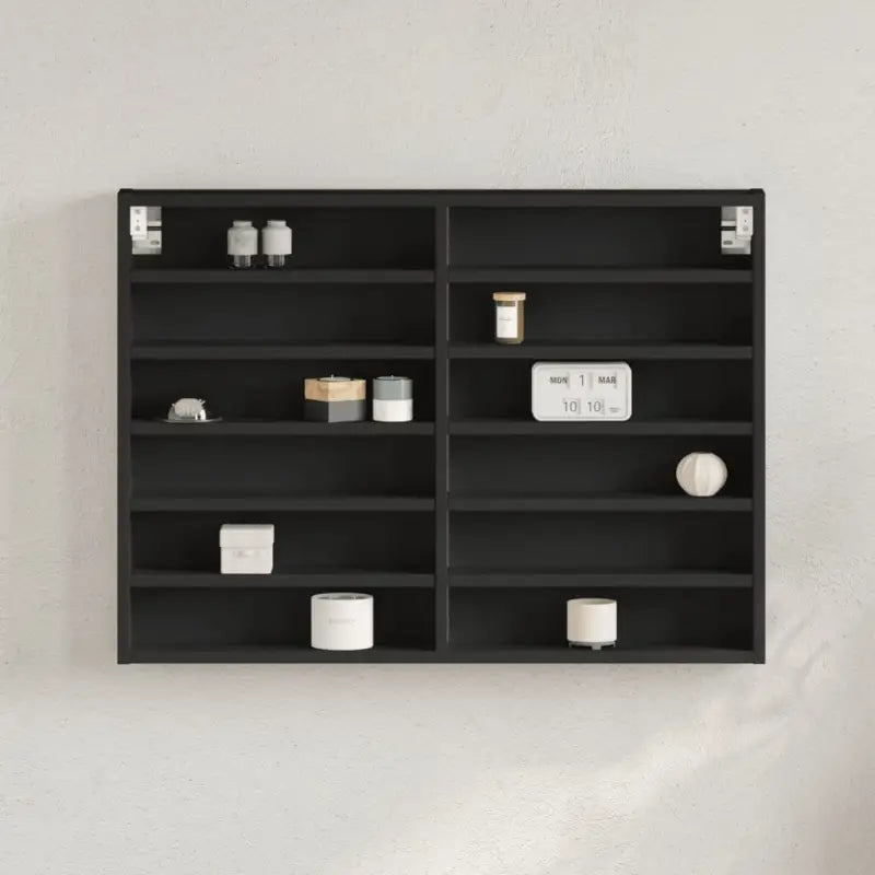 Wandplank van bewerkt hout in grijs sonoma voor modern interieur - Zwart / 80 x 8.5 x 58 cm / 1 - Wandplanken