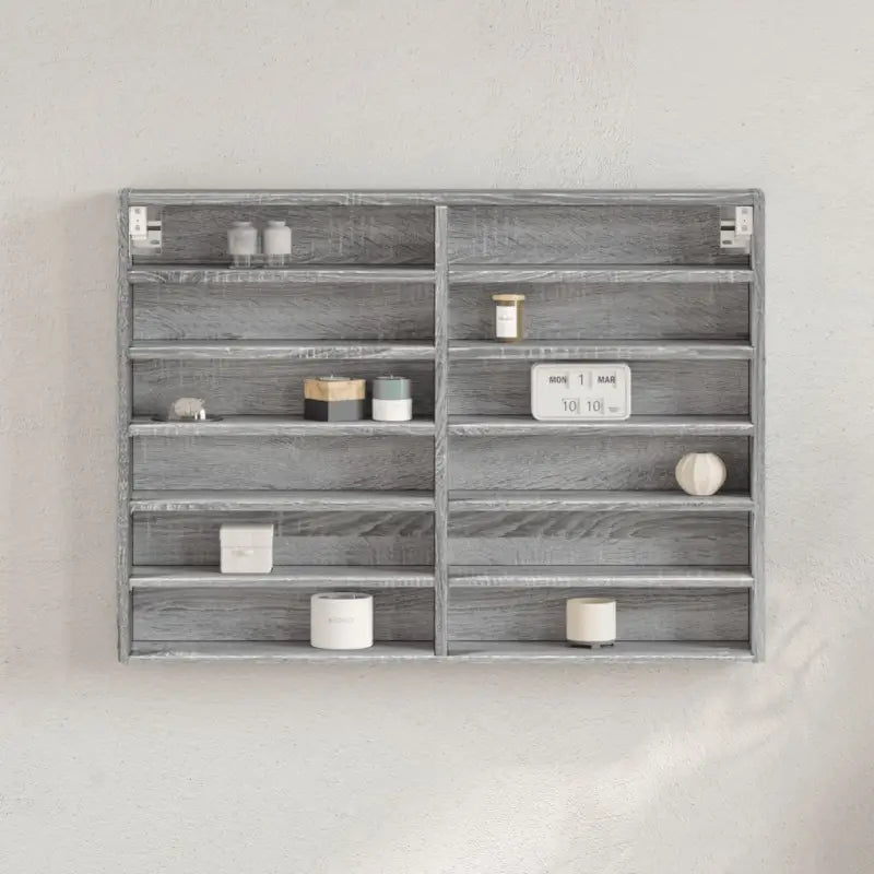 Wandplank van bewerkt hout in grijs sonoma voor modern interieur - Wandplanken