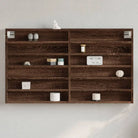 Wandplank van bewerkt hout in grijs sonoma voor modern interieur - bruin eikenkleur / 100 x 8.5 x 58 cm / 1