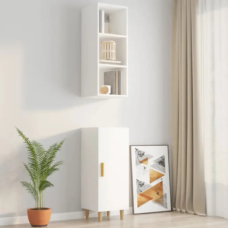 Wandplank van bewerkt hout in hoogglans wit voor beperkte ruimtes - Hoogglans wit / 1 - Wandplanken