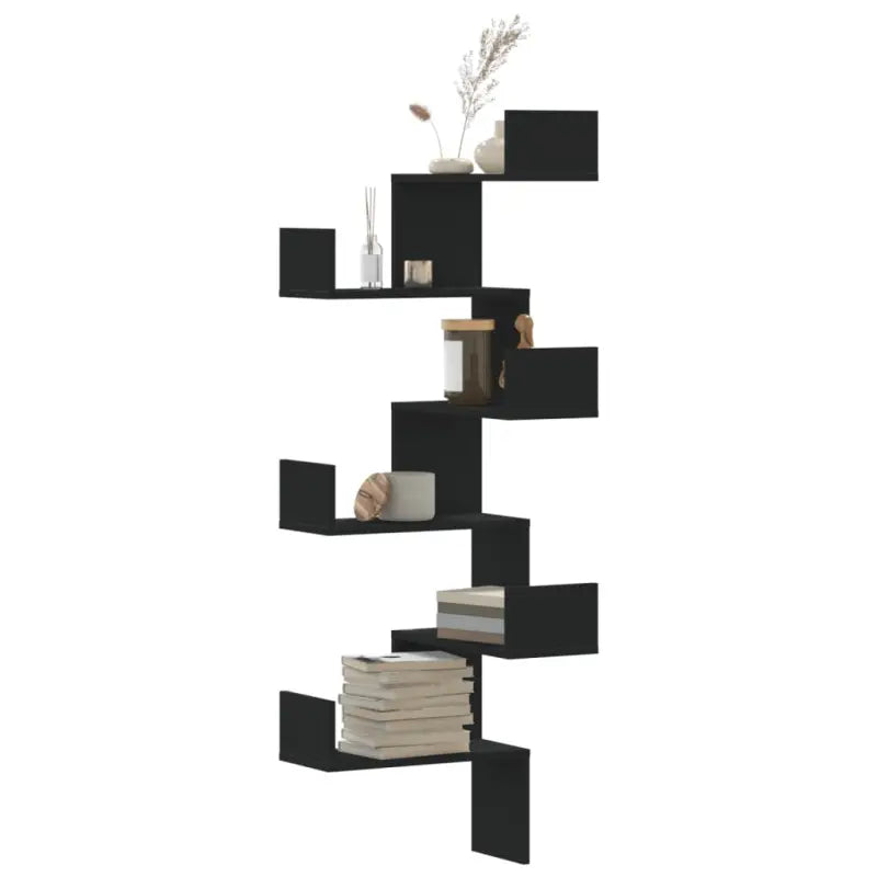 Wandplank van bewerkt hout met gemakkelijk schoon design - Zwart / 1 - Wandplanken