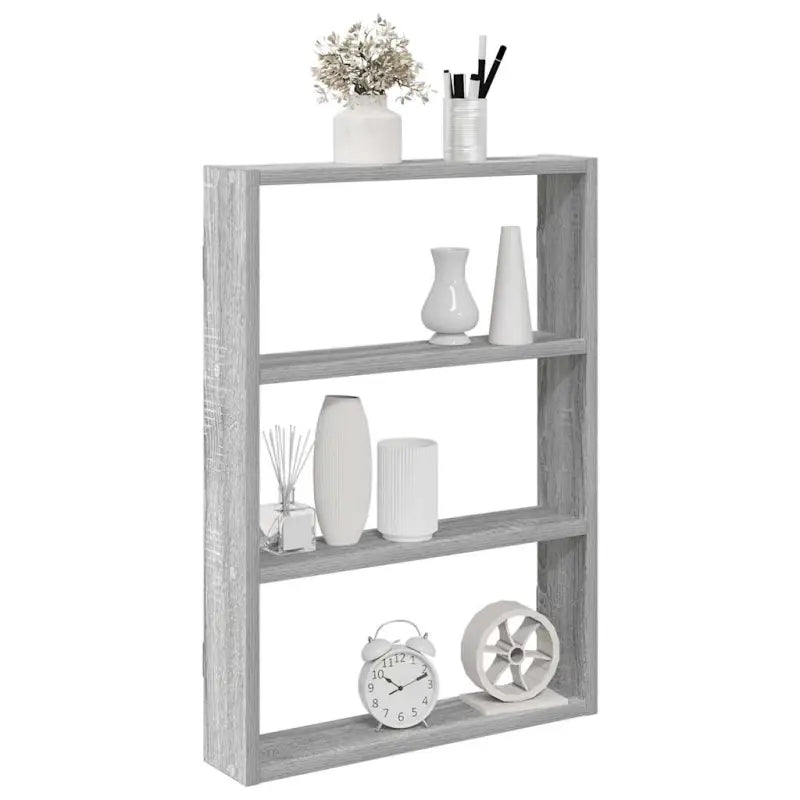 Wandplank van bewerkt hout voor decoratie en praktische opbergruimte - Grijs sonoma / 1 - Wandplanken