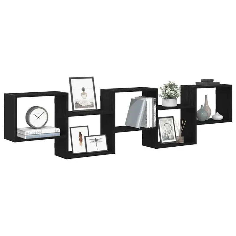 Wandplank van bewerkt hout voor decoratie en praktische opbergruimte - Zwart / 1 - Wandplanken