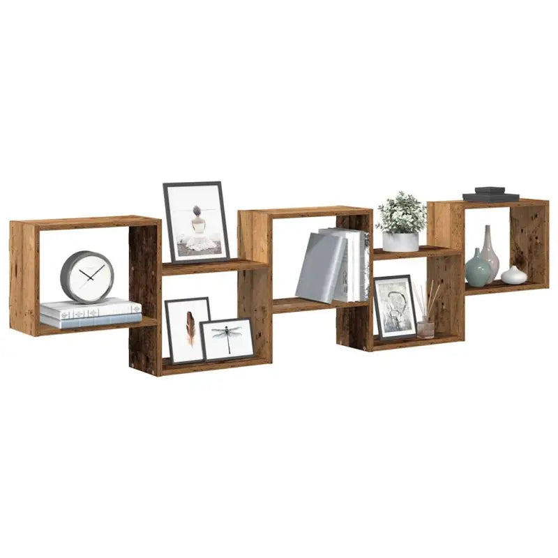 Wandplank van bewerkt hout voor decoratie en praktische opbergruimte - Oud hout / 1 - Wandplanken