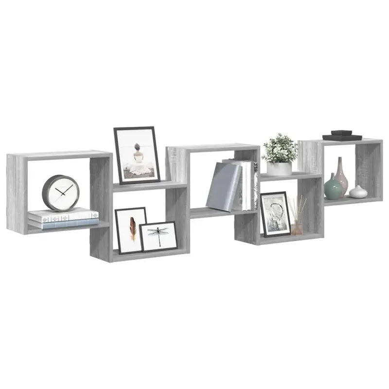 Wandplank van bewerkt hout voor decoratie en praktische opbergruimte - Grijs sonoma / 1 - Wandplanken