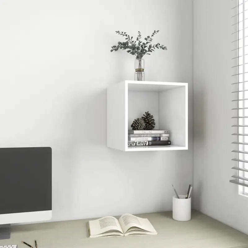 Wandplank van bewerkt hout voor muurdecoratie en opbergruimte - Wit / 1 - Wandplanken