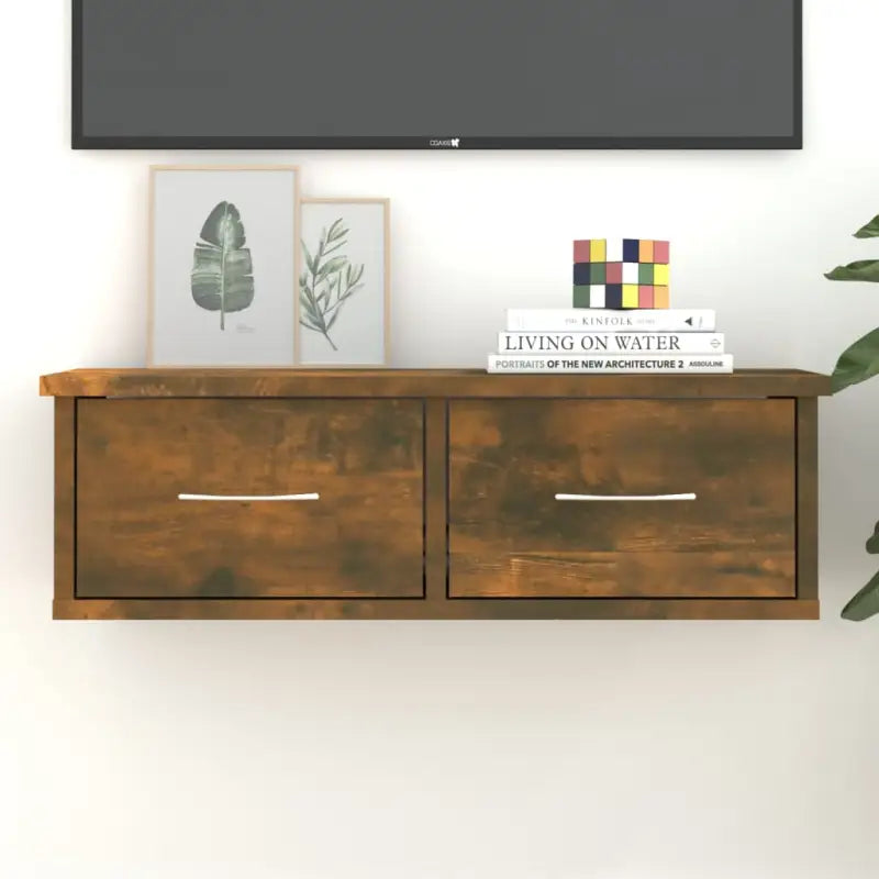 Wandplank van bewerkt hout voor stijlvolle muurdecoratie - Gerookt eiken / 1 - Wandplanken