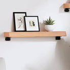 Wandplank van massief eikenhout met natuurlijke rand voor extra opbergruimte - Lichtbruin / 60 x 10 x 6 cm / 1