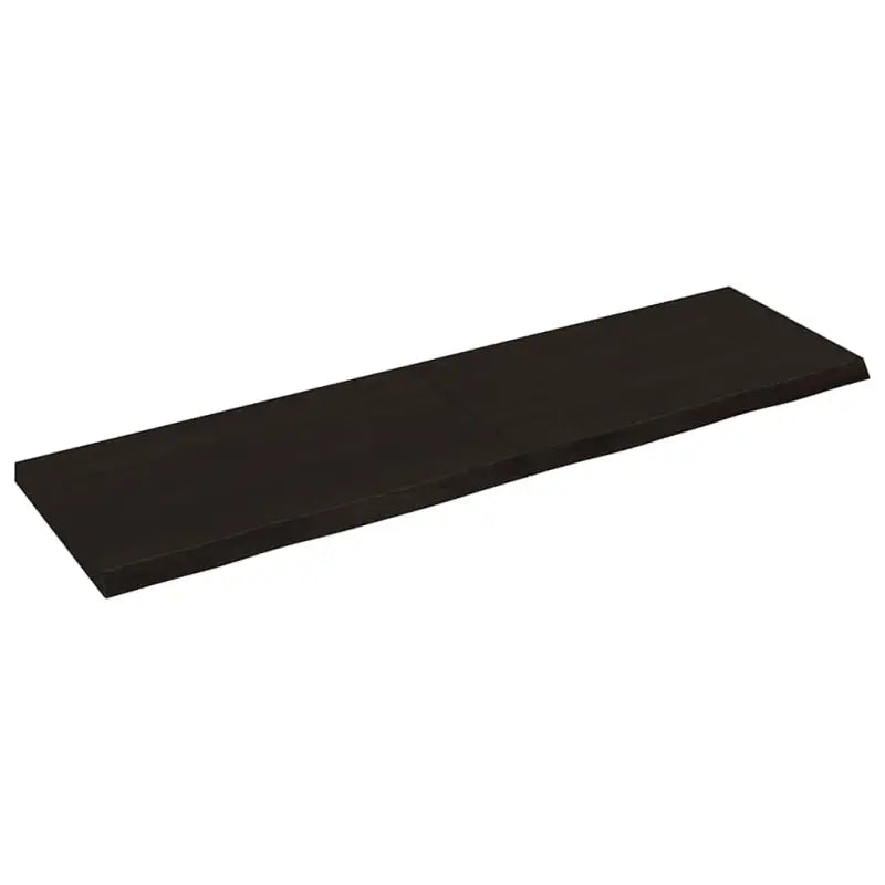 Wandplank van massief eikenhout met natuurlijke rand voor extra opbergruimte - Donkerbruin / 140 x 40 x 4 cm / 1