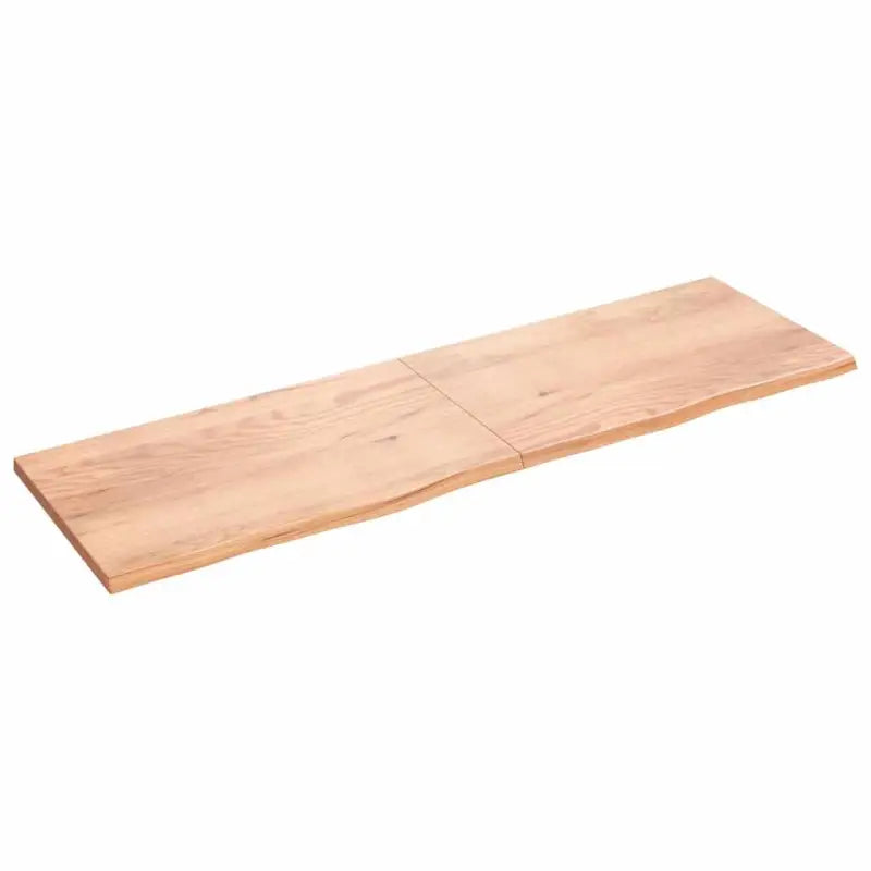 Wandplank van massief eikenhout met natuurlijke rand voor extra opbergruimte - Lichtbruin / 200 x 60 x 4 cm / 1