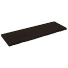 Wandplank van massief eikenhout met natuurlijke rand voor extra opbergruimte - Donkerbruin / 180 x 60 x 6 cm / 1