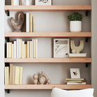 Wandplank van massief eikenhout met natuurlijke rand voor extra opbergruimte - Naturel / 100 x 20 x 6 cm / 1