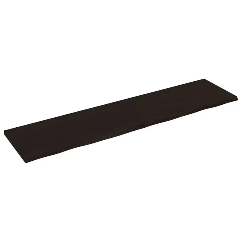 Wandplank van massief eikenhout met natuurlijke rand voor extra opbergruimte - Donkerbruin / 200 x 50 x 4 cm / 1