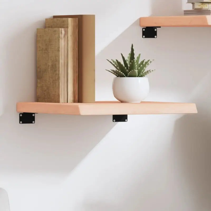 Wandplank van massief eikenhout met natuurlijke rand voor extra opbergruimte - Naturel / 40 x 40 x 4 cm / 1