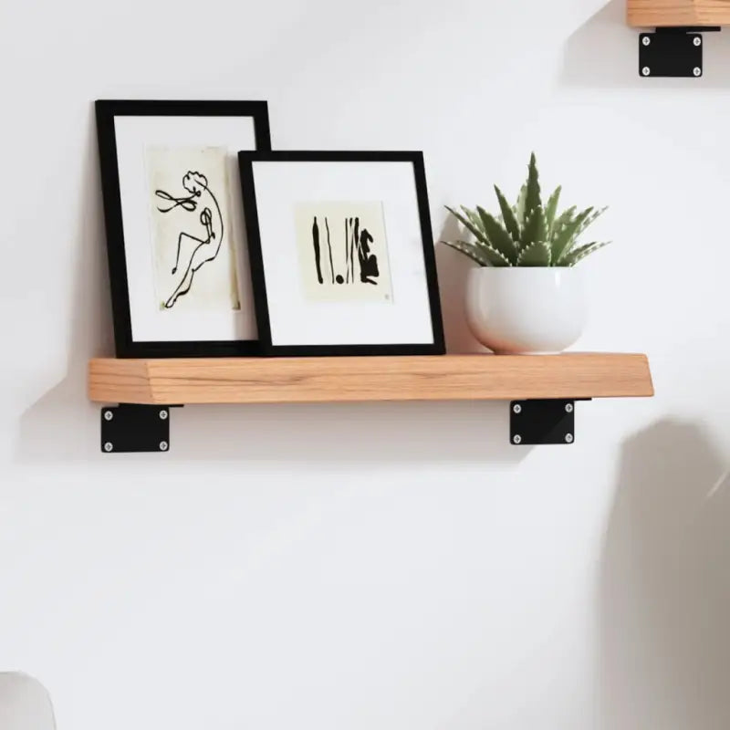 Wandplank van massief eikenhout met natuurlijke rand voor extra opbergruimte - Lichtbruin / 40 x 10 x 4 cm / 1